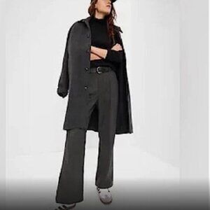 Gap High Rise Pleated Trousers Dark Heather Grey 6